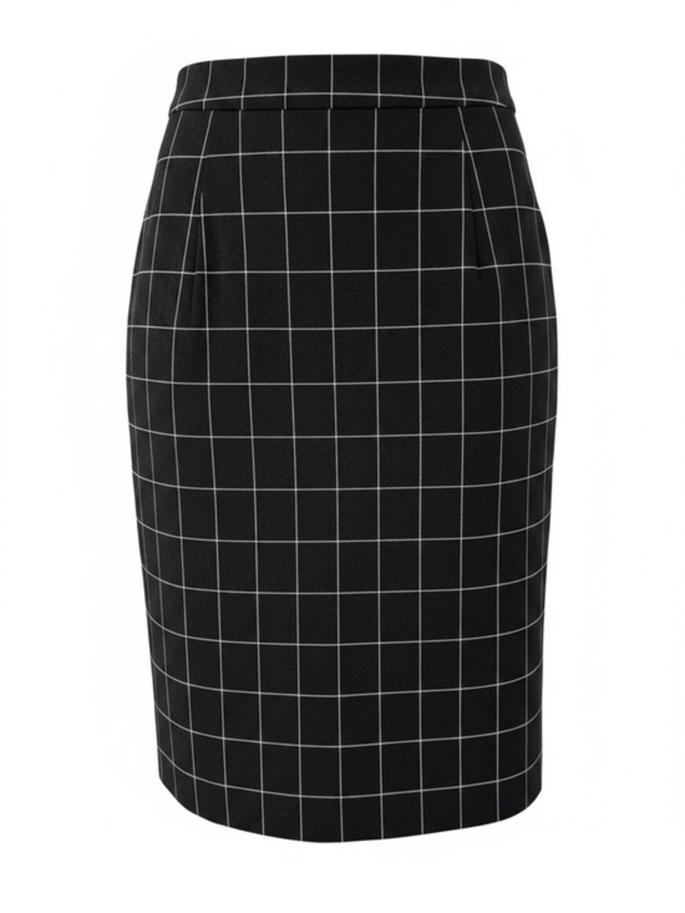 Elle Black Pencil Skirt with White Grid